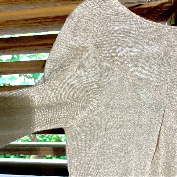 Anthro ‘Gold Dust’ Sweater Sheer XS Sparkle Top Blouse Tunic - Picture 6 of 13